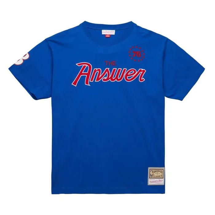 Mitchell and Ness Premium Nickname SS Tee Vintage Logo Philadelphia 76ers Allen Iverson Men TShirts and Tops Mitchell and Ness Premium Nickname SS Tee Vintage Logo Philadelphia 76ers Allen Iverson Men TShirts and Tops