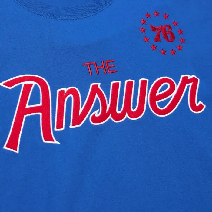 Mitchell and Ness Premium Nickname SS Tee Vintage Logo Philadelphia 76ers Allen Iverson Men TShirts and Tops