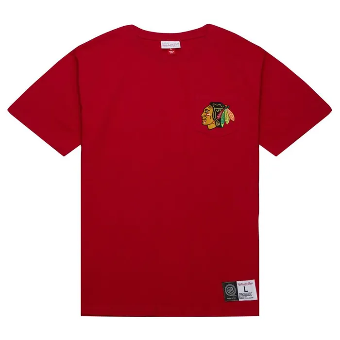 Mitchell and Ness Premium Pocket Tee Chicago Blackhawks Men TShirts and Tops