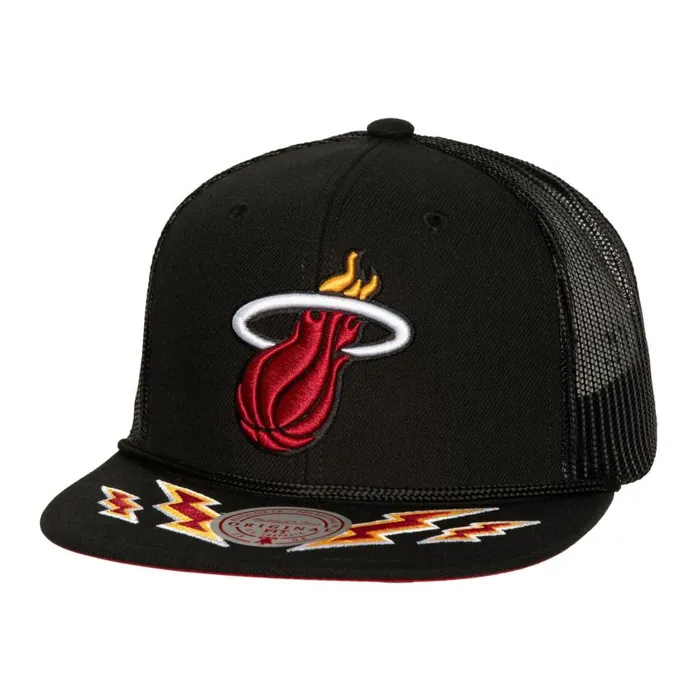 Mitchell and Ness Recharge Trucker Miami Heat Men Hats and Headwear