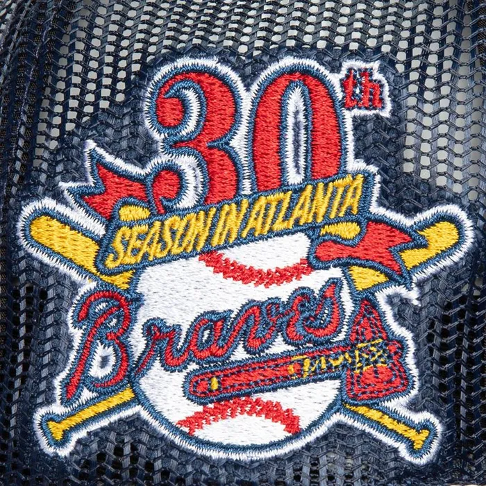 Mitchell and Ness Roper Trucker Atlanta Braves Men Hats and Headwear Mitchell and Ness Roper Trucker Atlanta Braves Men Hats and Headwear