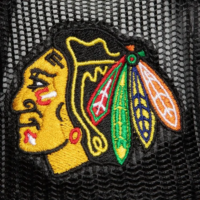 Mitchell and Ness Script Trucker Chicago Blackhawks Men Hats and Headwear Mitchell and Ness Script Trucker Chicago Blackhawks Men Hats and Headwear