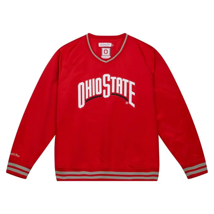 Mitchell and Ness Sideline Pullover Satin Jacket Ohio State Men Jackets and Outerwear Mitchell and Ness Sideline Pullover Satin Jacket Ohio State Men Jackets and Outerwear
