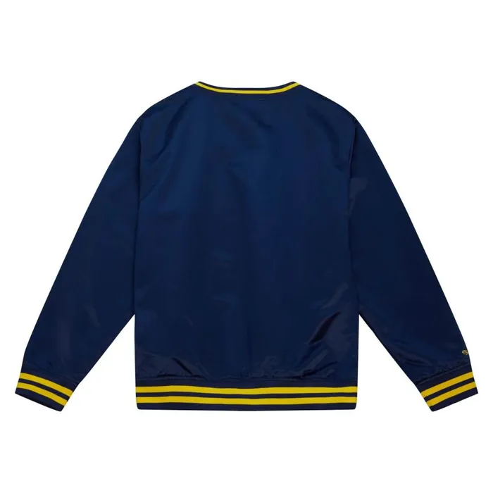 Mitchell and Ness Sideline Pullover Satin Jacket University Of Michigan Men Jackets and Outerwear Mitchell and Ness Sideline Pullover Satin Jacket University Of Michigan Men Jackets and Outerwear