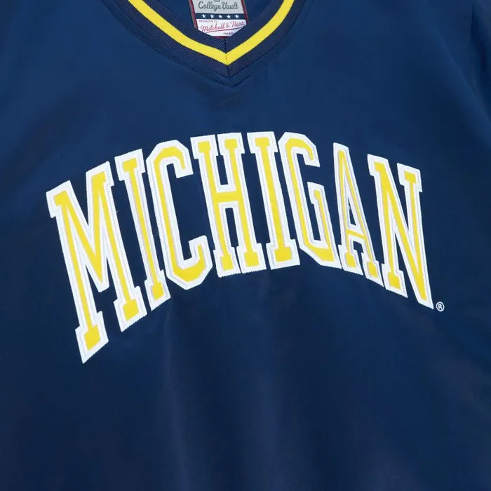 Mitchell and Ness Sideline Pullover Satin Jacket University Of Michigan Men Jackets and Outerwear Mitchell and Ness Sideline Pullover Satin Jacket University Of Michigan Men Jackets and Outerwear