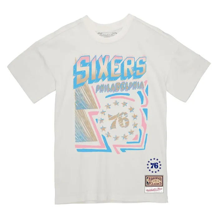 Mitchell and Ness Sidewalk Sketch Tee Philadelphia 76ers Men TShirts and Tops