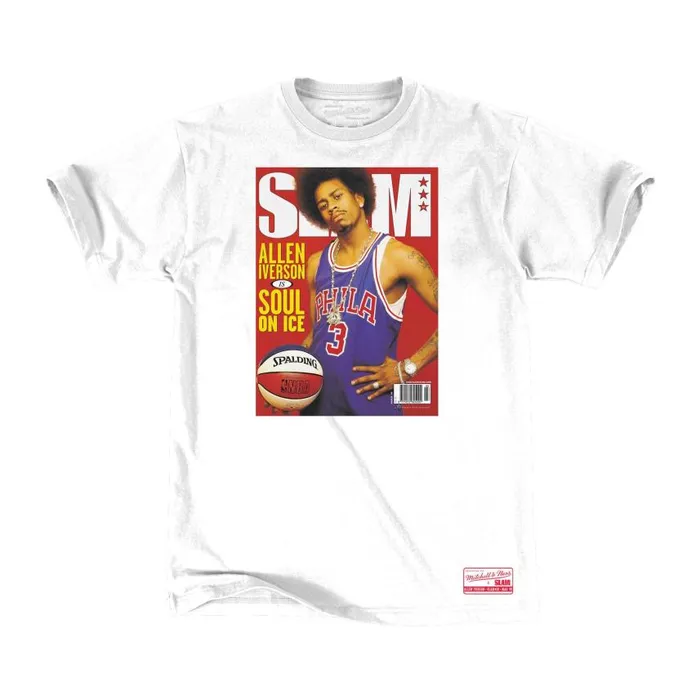Mitchell and Ness Slam Cover SS Tee 8211 Allen Iverson Men TShirts and Tops