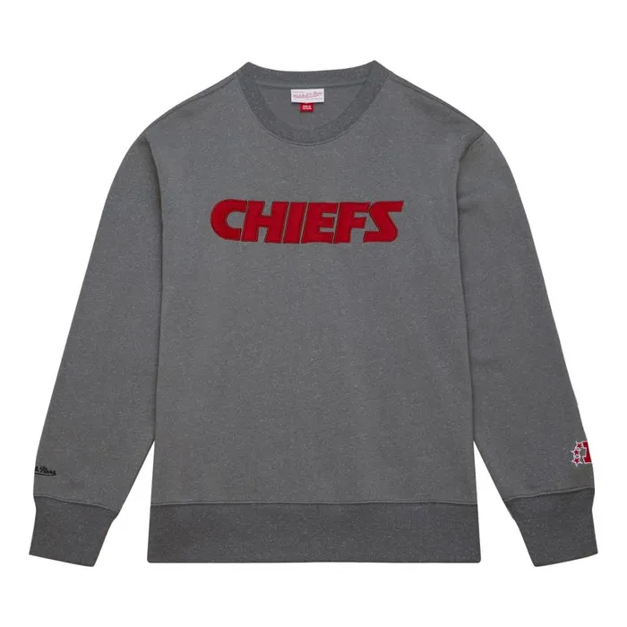 Mitchell and Ness Snow Washed Fleece Crew Kansas City Chiefs Men Hoodies and Sweatshirts Mitchell and Ness Snow Washed Fleece Crew Kansas City Chiefs Men Hoodies and Sweatshirts
