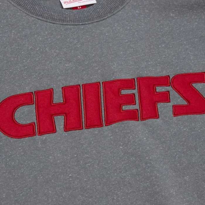 Mitchell and Ness Snow Washed Fleece Crew Kansas City Chiefs Men Hoodies and Sweatshirts Mitchell and Ness Snow Washed Fleece Crew Kansas City Chiefs Men Hoodies and Sweatshirts