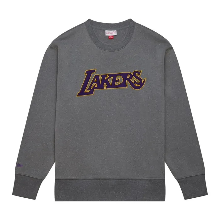 Mitchell and Ness Snow Washed Fleece Crew Los Angeles Lakers Men Hoodies and Sweatshirts