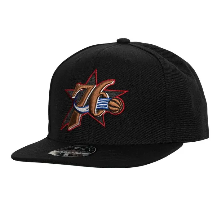 Mitchell and Ness Team Ground 20 Fitted HWC Philadelphia 76ers Men Hats and Headwear Mitchell and Ness Team Ground 20 Fitted HWC Philadelphia 76ers Men Hats and Headwear