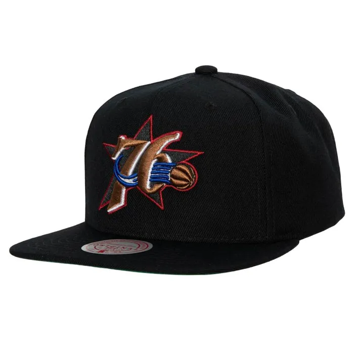Mitchell and Ness Team Ground 20 Snapback HWC Philadelphia 76ers Men Hats and Headwear