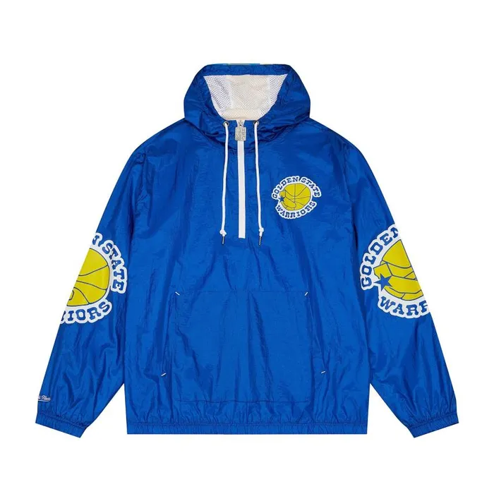 Mitchell and Ness Team OG 20 Anorak Windbreaker Golden State Warriors Men Jackets and Outerwear Mitchell and Ness Team OG 20 Anorak Windbreaker Golden State Warriors Men Jackets and Outerwear