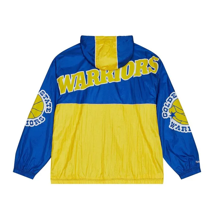 Mitchell and Ness Team OG 20 Anorak Windbreaker Golden State Warriors Men Jackets and Outerwear