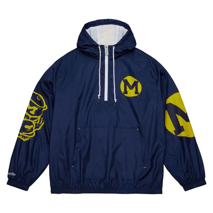 Mitchell and Ness Team OG 20 Anorak Windbreaker University Of Michigan Men Jackets and Outerwear Mitchell and Ness Team OG 20 Anorak Windbreaker University Of Michigan Men Jackets and Outerwear