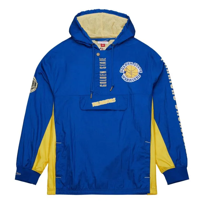 Mitchell and Ness Team OG 20 Anorak Windbreaker Vintage Logo Golden State Warriors Men Jackets and Outerwear Mitchell and Ness Team OG 20 Anorak Windbreaker Vintage Logo Golden State Warriors Men Jackets and Outerwear