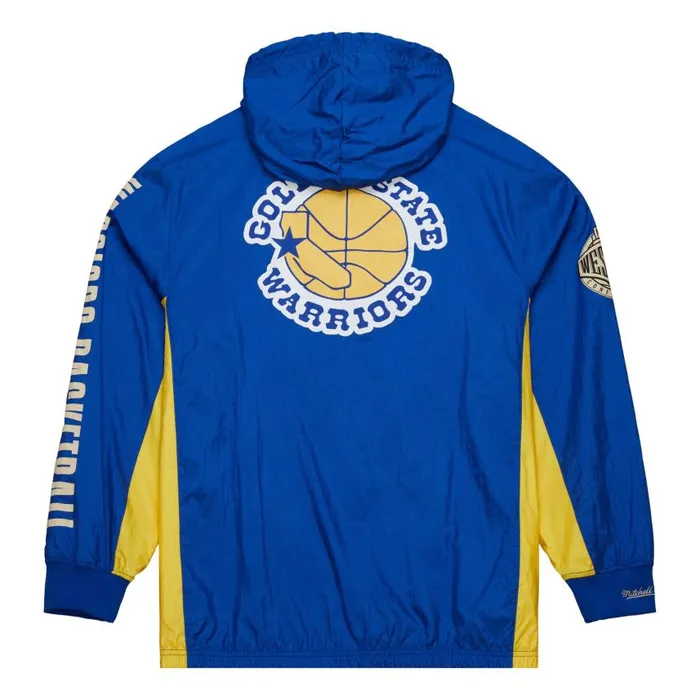 Mitchell and Ness Team OG 20 Anorak Windbreaker Vintage Logo Golden State Warriors Men Jackets and Outerwear