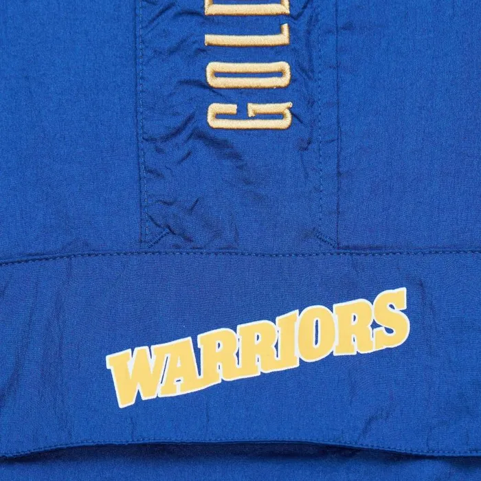 Mitchell and Ness Team OG 20 Anorak Windbreaker Vintage Logo Golden State Warriors Men Jackets and Outerwear