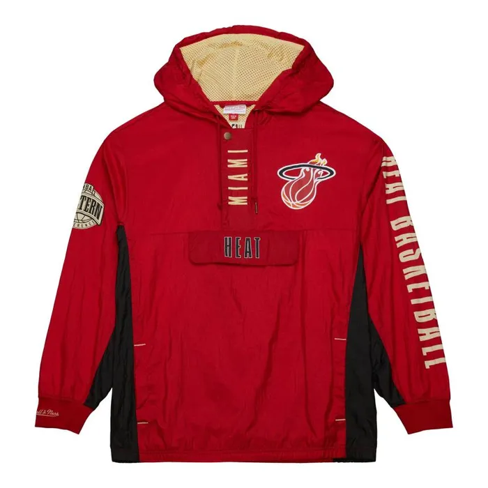 Mitchell and Ness Team OG 20 Anorak Windbreaker Vintage Logo Miami Heat Men Jackets and Outerwear Mitchell and Ness Team OG 20 Anorak Windbreaker Vintage Logo Miami Heat Men Jackets and Outerwear