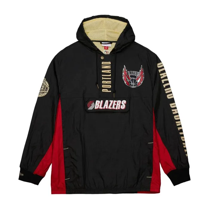Mitchell and Ness Team OG 20 Anorak Windbreaker Vintage Logo Portland Trail Blazers Men Jackets and Outerwear Mitchell and Ness Team OG 20 Anorak Windbreaker Vintage Logo Portland Trail Blazers Men Jackets and Outerwear