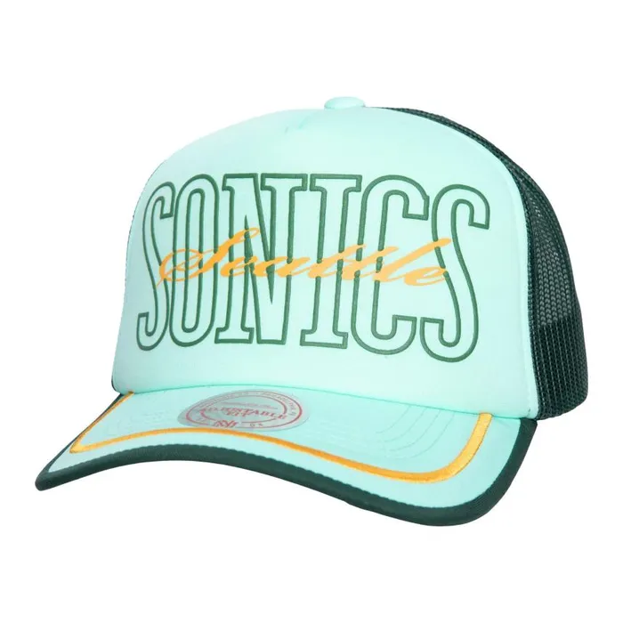 Mitchell and Ness Team Royalty Trucker HWC Seattle Supersonics Men Hats and Headwear