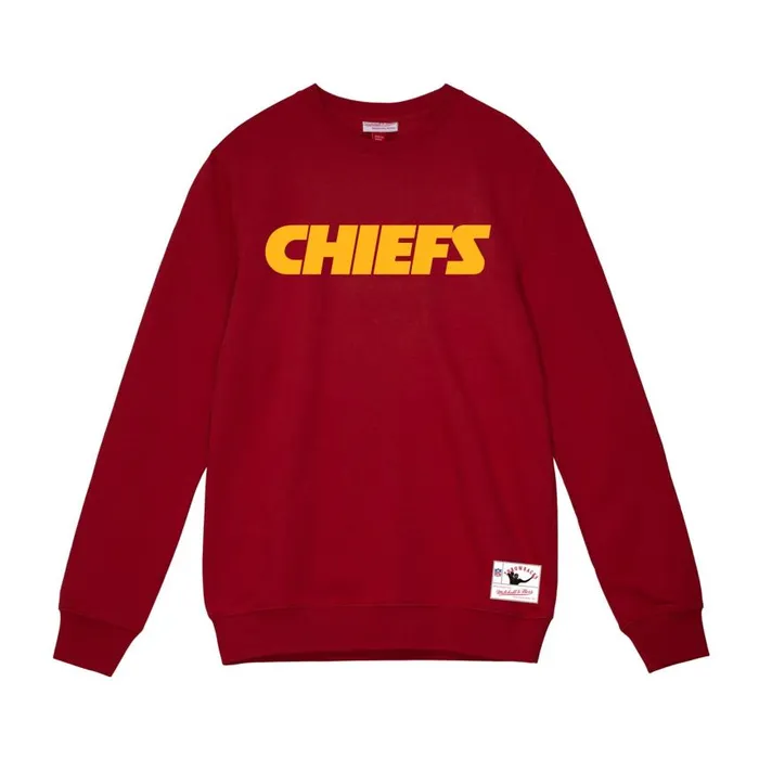 Mitchell and Ness Team Wordmark 1 Crew Kansas City Chiefs Men Hoodies and Sweatshirts Mitchell and Ness Team Wordmark 1 Crew Kansas City Chiefs Men Hoodies and Sweatshirts