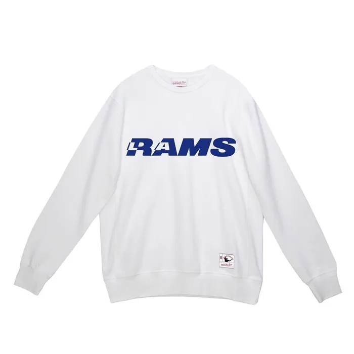 Mitchell and Ness Team Wordmark 2 Crew Los Angeles Rams Men Hoodies and Sweatshirts Mitchell and Ness Team Wordmark 2 Crew Los Angeles Rams Men Hoodies and Sweatshirts