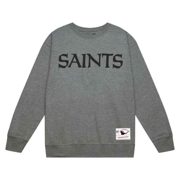 Mitchell and Ness Team Wordmark 2 Crew New Orleans Saints Men Hoodies and Sweatshirts Mitchell and Ness Team Wordmark 2 Crew New Orleans Saints Men Hoodies and Sweatshirts