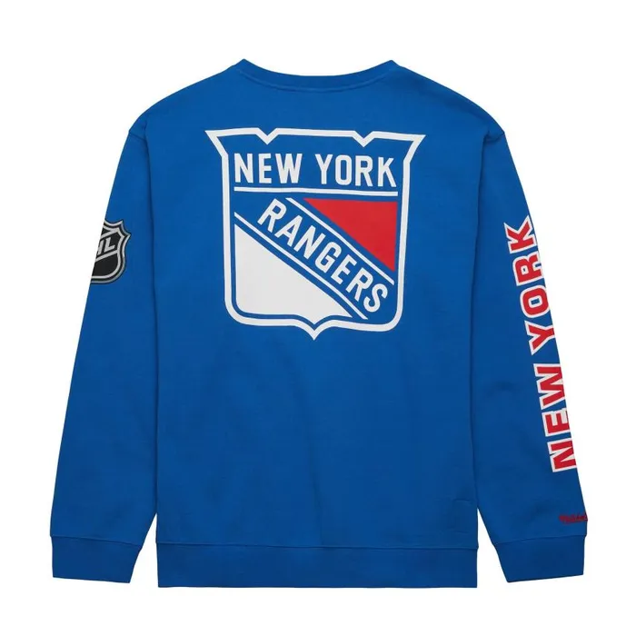 Mitchell and Ness There And Back Fleece Crew Current Logo New York Rangers Men Hoodies and Sweatshirts