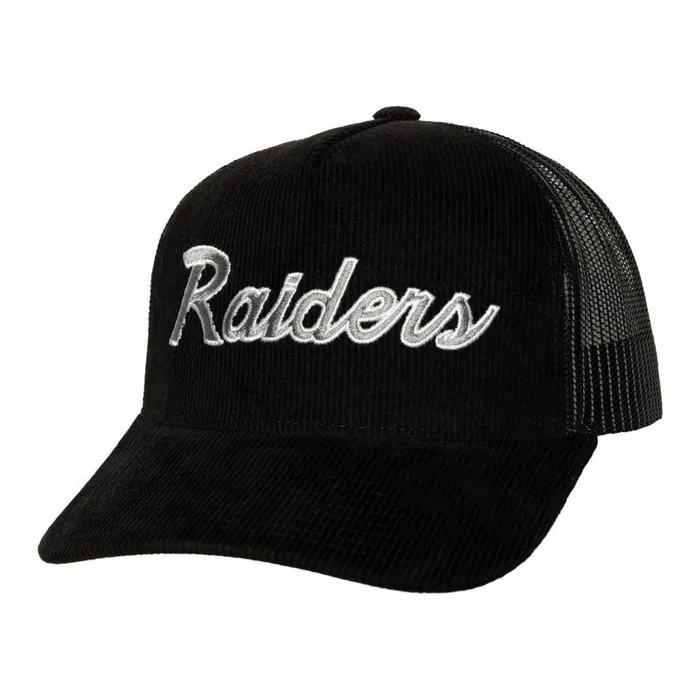 Mitchell and Ness Times Up Trucker Oakland Raiders Men Hats and Headwear