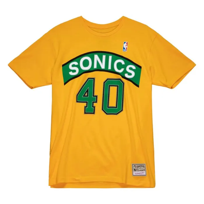 Mitchell and Ness Traditional Name and Number Tee Seattle Supersonics 199596 Shawn Kemp Men TShirts and Tops Mitchell and Ness Traditional Name and Number Tee Seattle Supersonics 199596 Shawn Kemp Men TShirts and Tops