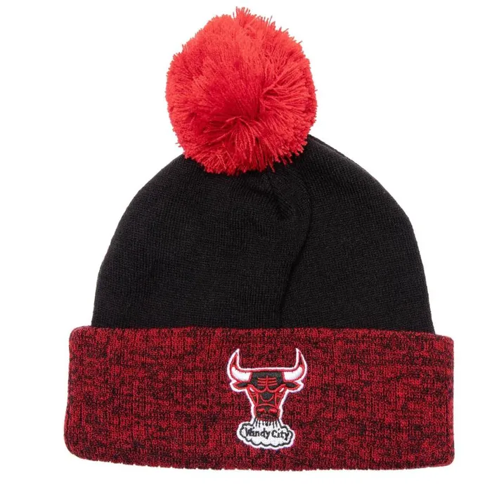 Mitchell and Ness Two Tone Pom Beanie HWC Chicago Bulls Men Hats and Headwear