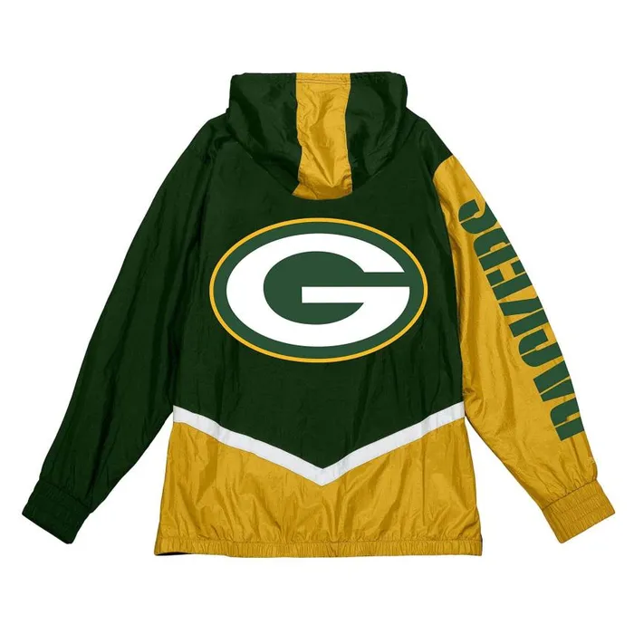Mitchell and Ness Undeniable Full Zip Windbreaker Green Bay Packers Men Jackets and Outerwear Mitchell and Ness Undeniable Full Zip Windbreaker Green Bay Packers Men Jackets and Outerwear