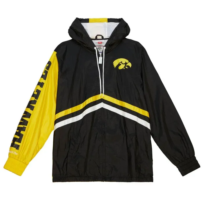 Mitchell and Ness Undeniable Full Zip Windbreaker University Of Iowa Men Jackets and Outerwear Mitchell and Ness Undeniable Full Zip Windbreaker University Of Iowa Men Jackets and Outerwear