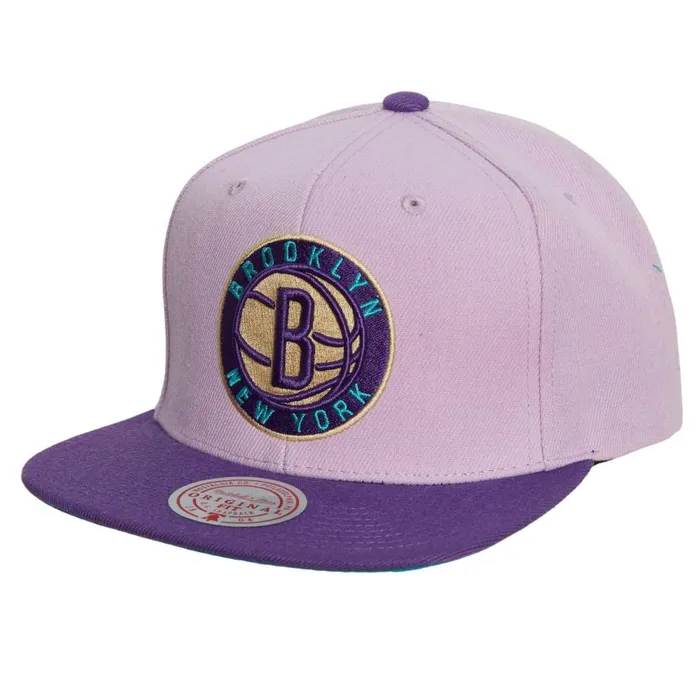 Mitchell and Ness Violet Views Snapback Brooklyn Nets Men Hats and Headwear