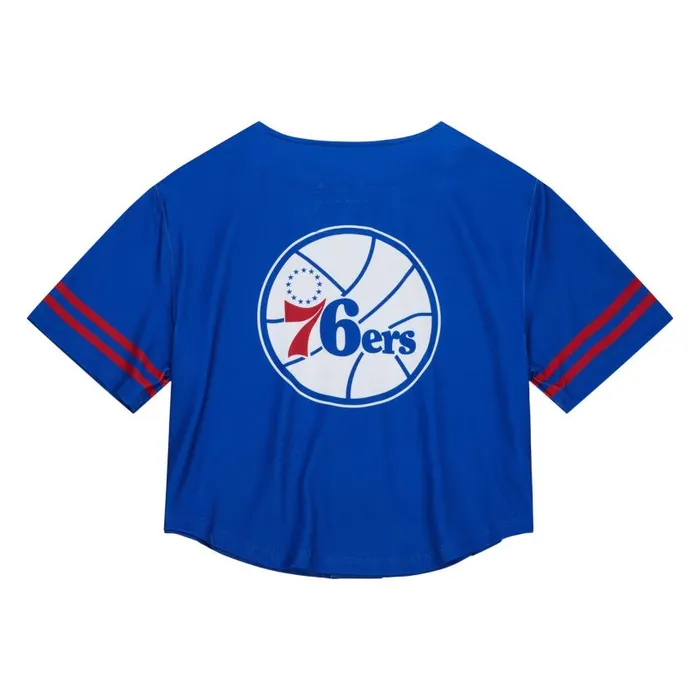 Mitchell and Ness Women039s SS Button Crop Philadelphia 76ers Women TShirts and Tops Mitchell and Ness Women039s SS Button Crop Philadelphia 76ers Women TShirts and Tops