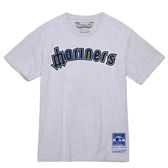 Mitchell and Ness Wordmark 1 Tee Seattle Mariners Men TShirts and Tops