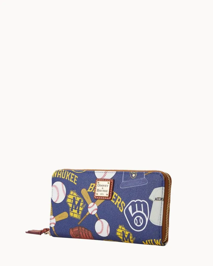 MLB Brewers Large Zip Around Wristlet Brewers Women Dooney and Bourke Wallets MLB Brewers Large Zip Around Wristlet Brewers Women Dooney and Bourke Wallets