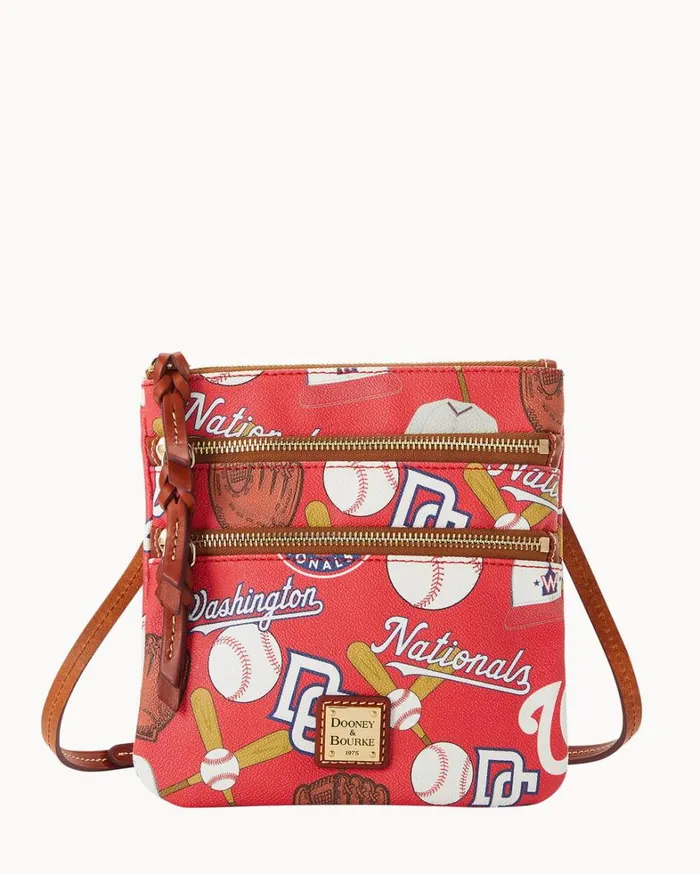 MLB Nationals North South Triple Zip Crossbody Nationals Women Dooney and Bourke Crossbodies MLB Nationals North South Triple Zip Crossbody Nationals Women Dooney and Bourke Crossbodies