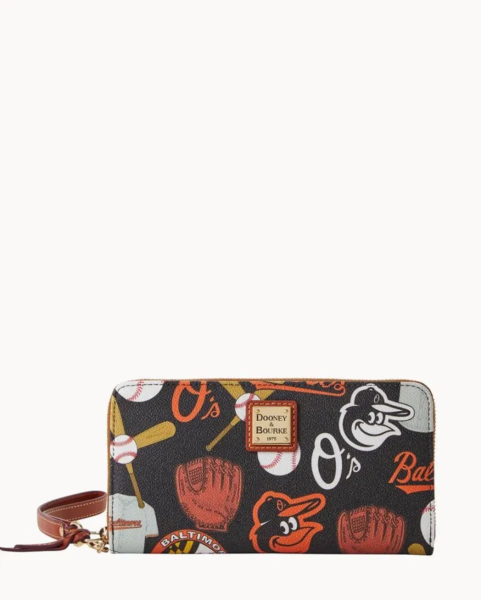 MLB Orioles Large Zip Around Wristlet Orioles Women Dooney and Bourke Wallets MLB Orioles Large Zip Around Wristlet Orioles Women Dooney and Bourke Wallets