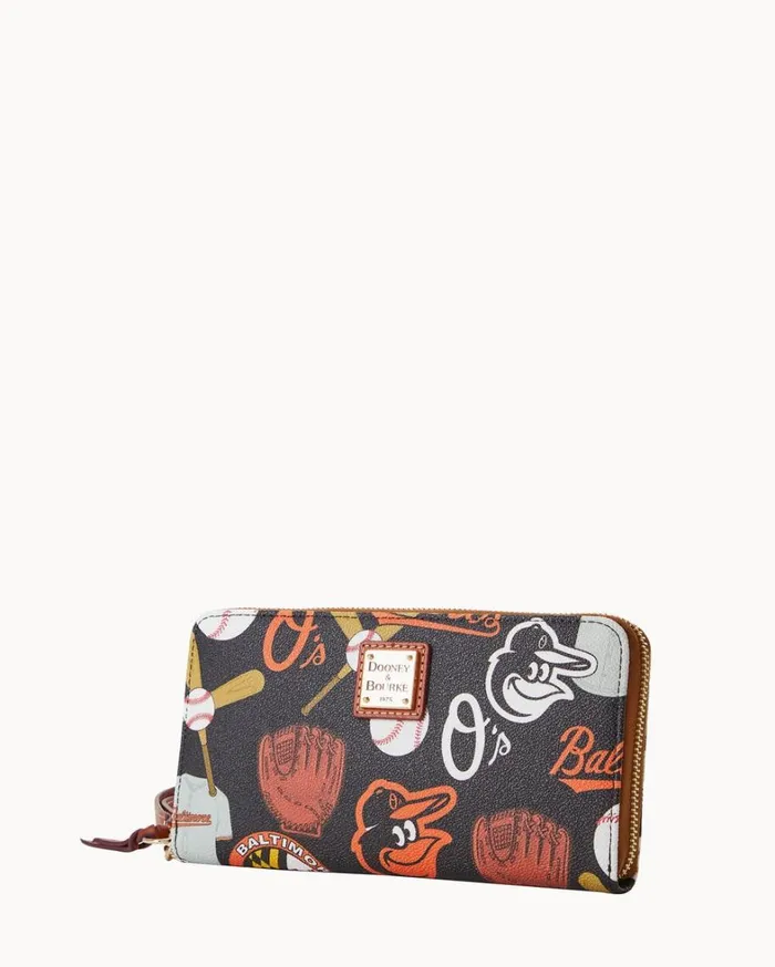 MLB Orioles Large Zip Around Wristlet Orioles Women Dooney and Bourke Wallets MLB Orioles Large Zip Around Wristlet Orioles Women Dooney and Bourke Wallets