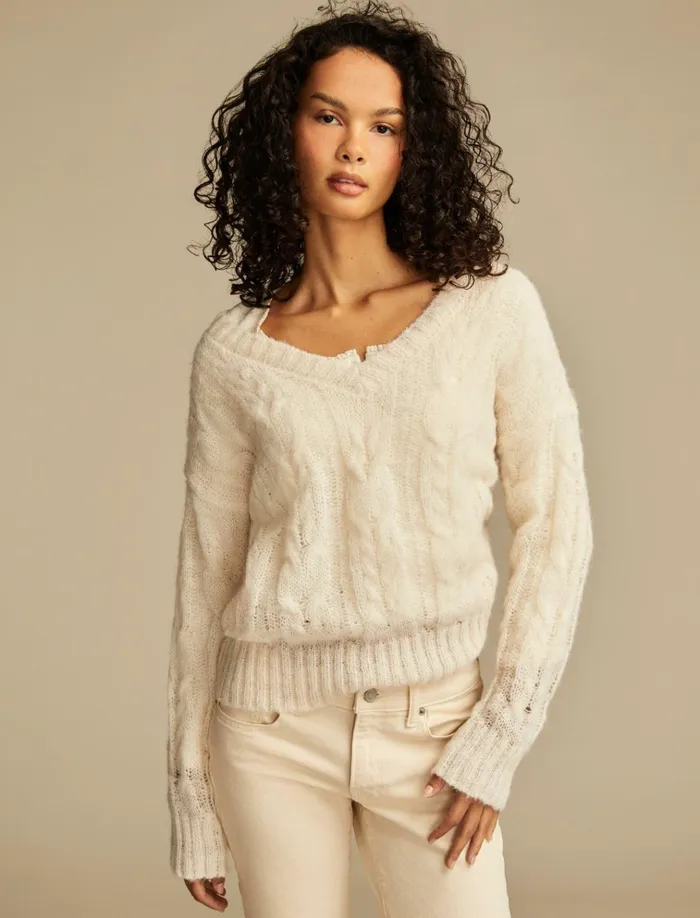 Mohair Cable Pullover Sweater Tofu Women Lucky Brand Sweaters and Sweatshirts