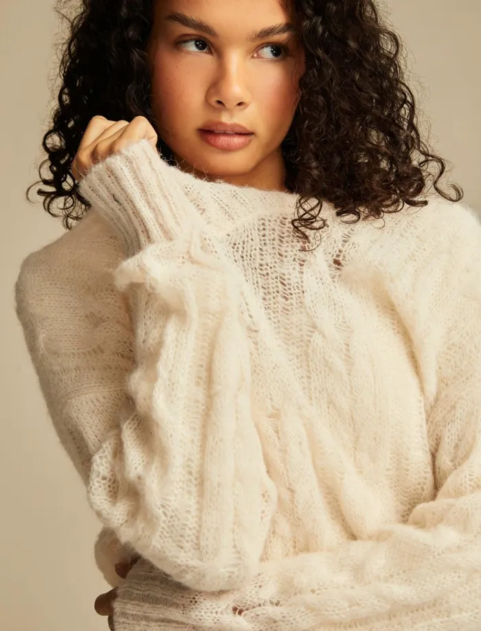 Mohair Cable Pullover Sweater Tofu Women Lucky Brand Sweaters and Sweatshirts