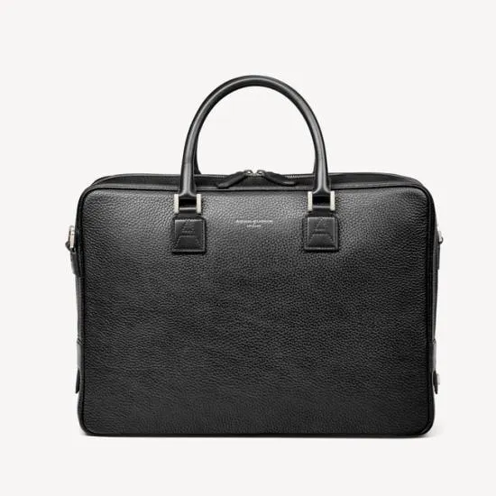 Mount Street Leather Laptop Briefcase Bag Black Pebble MenWomen Aspinal Of London Business Essentials