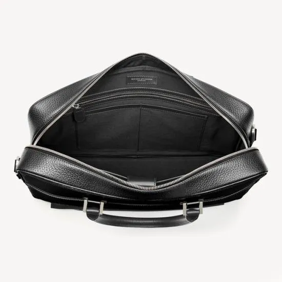 Mount Street Leather Laptop Briefcase Bag Black Pebble MenWomen Aspinal Of London Business Essentials