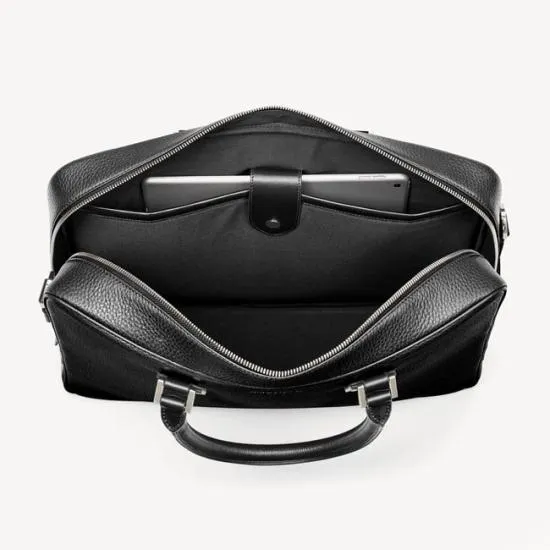 Mount Street Leather Laptop Briefcase Bag Black Pebble MenWomen Aspinal Of London Business Essentials