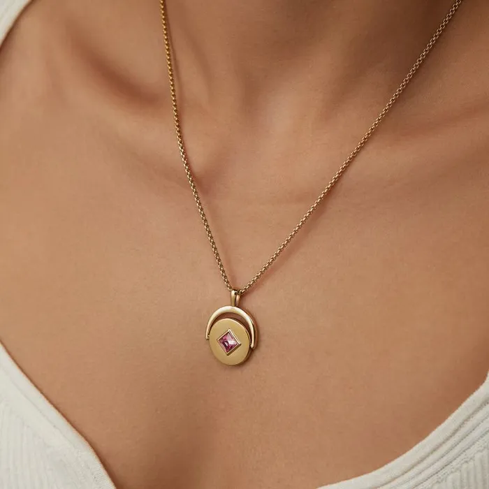 Necklaces Women Alex And Ani October Birthstone And Flower Flip Charm Necklace Stainless Steel Gold