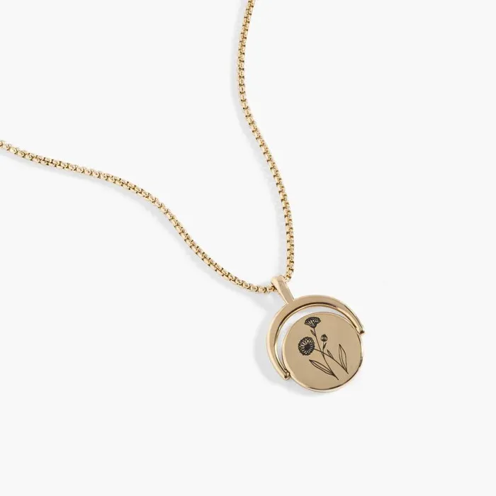 Necklaces Women Alex And Ani October Birthstone And Flower Flip Charm Necklace Stainless Steel Gold