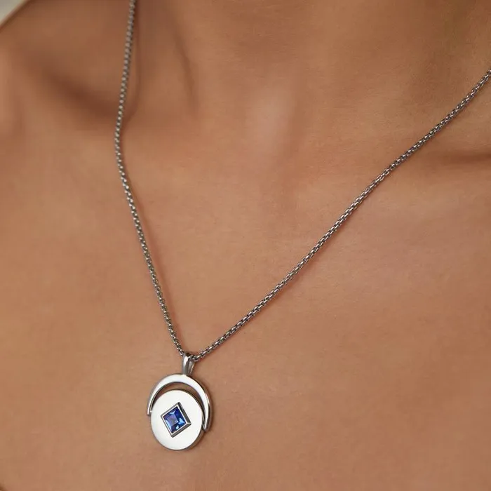 Necklaces Women Alex And Ani September Birthstone And Flower Flip Charm Necklace Stainless Steel Silver