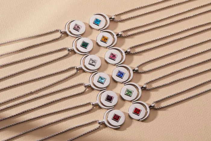 Necklaces Women Alex And Ani September Birthstone And Flower Flip Charm Necklace Stainless Steel Silver